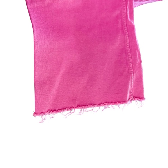 Zara ZW The Marine Straight Jeans Sz 8 Pink High Waist Cutoff Denim Pants - Picture 6 of 8